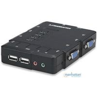 SWITCH KVM,MANHATTAN,151269, DESKTOP USB 41 CON CABLESAUDIO