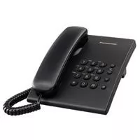 TELEFONO PANASONIC KX-TS500MEB ALAMBRICO BASICO UNILINEA SIN MEMORIAS CONTROL DE VOLUMEN 4 NIVELES REMARCACION ULTIMO NUMERO NEGRO